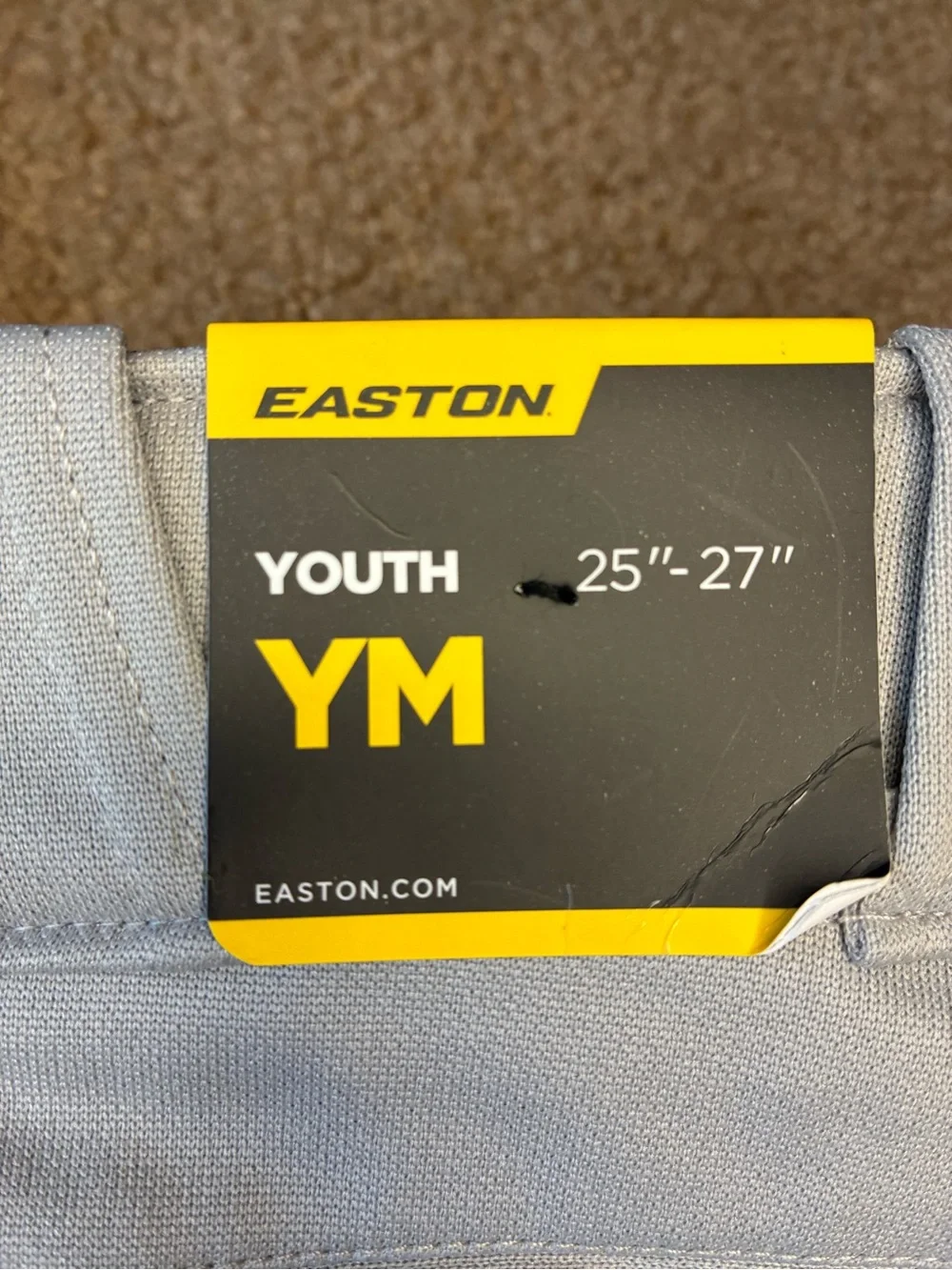 Easton Youth baseball pants in Light Gray